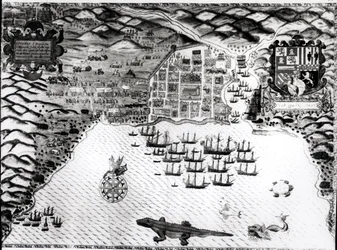 Santiago, Republika Zielonego Przylądka, 1589 (ręcznie barwiony grawerunek)